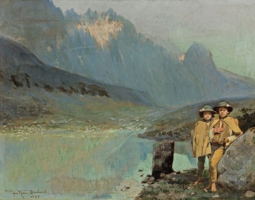 thepolishstufflove:  “Highlanders at Tatra’s Pond”(1899) by Kazimierz Bieńkowski (Polish;1863 -1918)