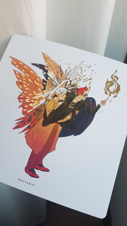 naniiebimworks:Good Omens Foiled prints arrived!