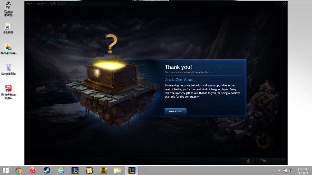 Ohhhhhhhhh I&rsquo;m so excited!!! Got a skin from riot for positive behavior!