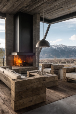 alpine-ardor:  bigtoysera:  Fireplace. | Source  houses in jackson, wy are actually insane 