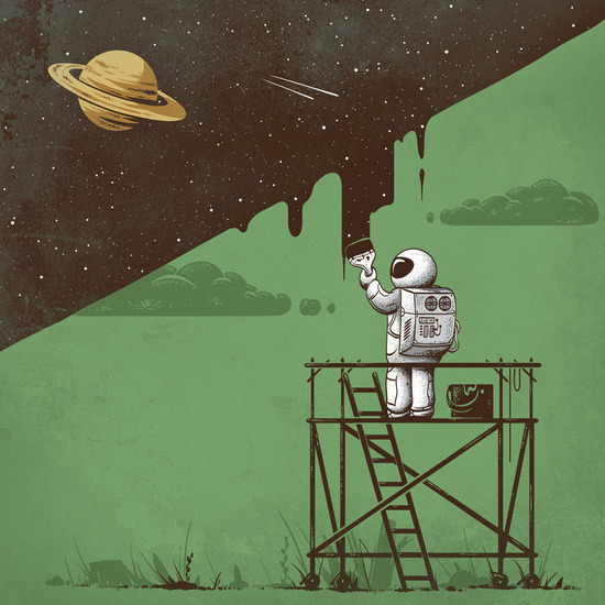 bestof-society6:    ART PRINTS BY ROBERT RICHTER    Galactic Ice Cream   Night Painter 