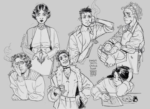 The warm-up sketches from my Twitch stream earlier today. I drew a bunch of characters from JACFC as