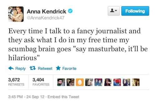 XXX troyesivan:  Anna Kendrick keeps it real photo
