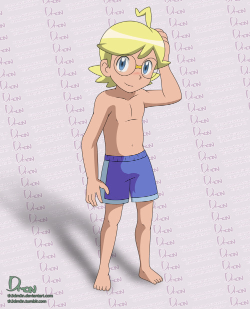 th3dm0n:   Clemont - Wearing the Stolen Underwear  Clemont wearing the underwear he snuck out from Ash’s backpack :3.© Names & Characters are Copyrighted by Pokémon/Nintendo.No copyright infringement intended  