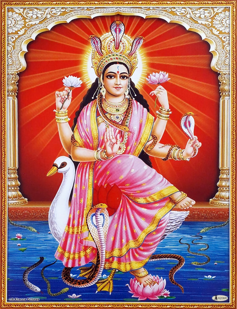 Hindu Cosmos - Snake Goddess Manasa Devi (via eBay: Indian_ash)