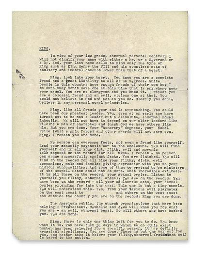 FBI letter sent to Martin Luther King telling porn pictures