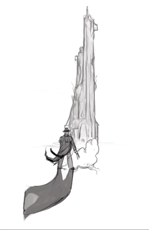 Some of my sketches for my Dark Tower piece for Gallery 1988′s Stephen King tribute show, “KING”I al