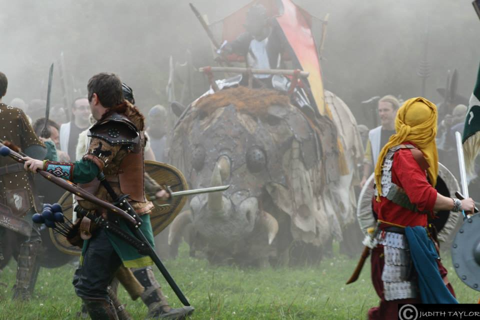 lightningboltthis:
“ ashbless:
“ War Rhino by Judith Dawn Taylor
”
Empire Year 2 Event 4 ”
And we had a giant stone head that shouted at the playerbase in welsh, but nobody took photos of that….
(The war rhino was awesome. It actually literally...