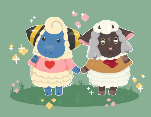 knittingnoodle:Wooloo and Mareep as Animal Crossing Villagers!!and Girlfriends
