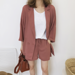 wrds: plain chiffon blazer + shorts