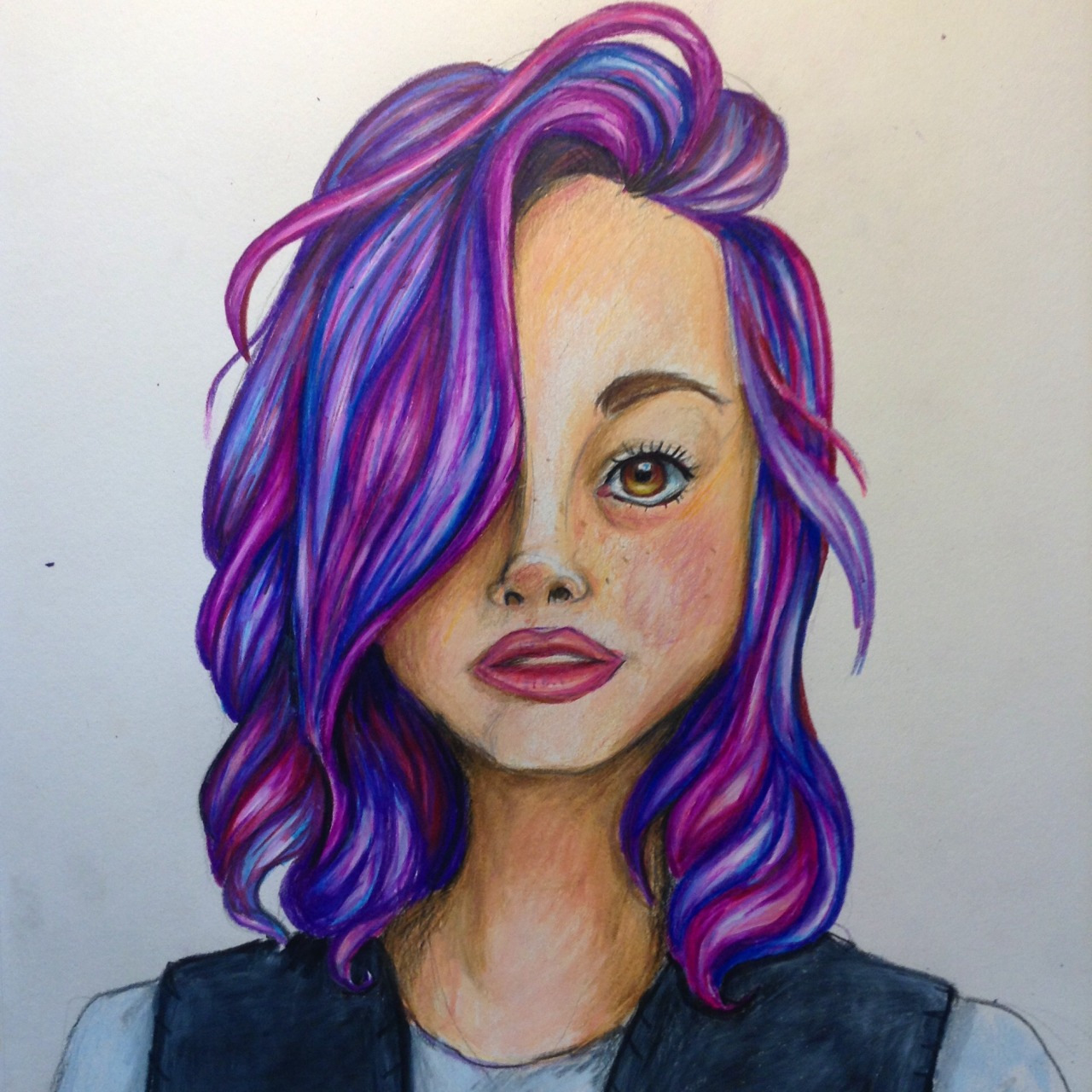 Scribbles and Doodles — Hey I love drawing people with colorful hair.