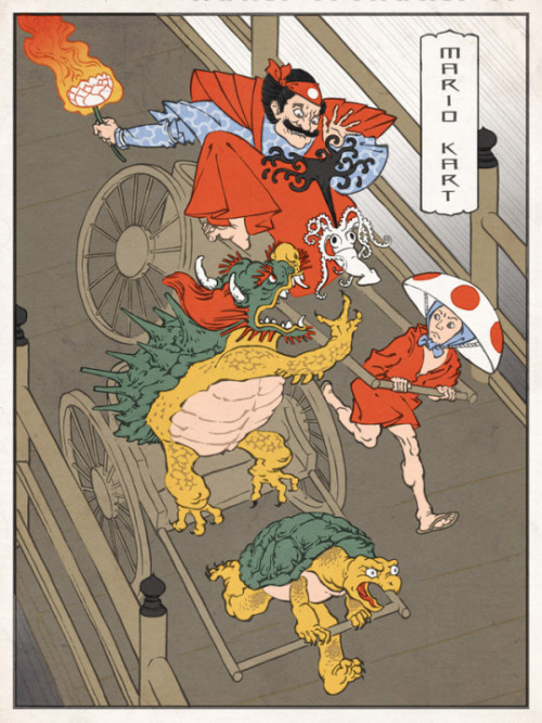 retrogamingblog:Nintendo Characters in the Japanese Ukiyo-e Art Style made by Jed Henry