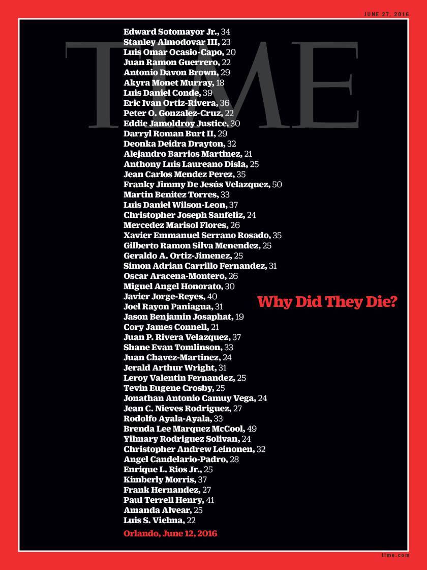 storyofagayboy:  TIME Magazine’s cover honouring those killed at Pulse in Orlando.