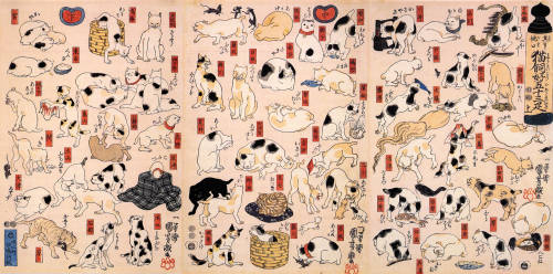 catonhottinroof:Utagawa Kuniyoshi (1797-1861)  Cats Suggested by the Fifty-three Stations of the Tok