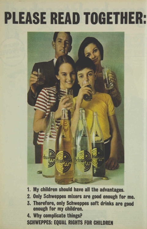 Schweppes had some brilliant ads in the 60s and 70s. Don’t know that this was one of them, but as a 