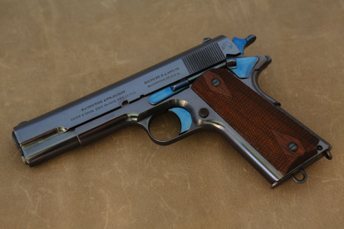 weaponslover:   1912 Colt    This gun was shipped on November 27, 1912.      The “Government Model”As soon as Colt got their military production squared away, they worked on releasing a commercial version of the Model 1911.  It was introduced as