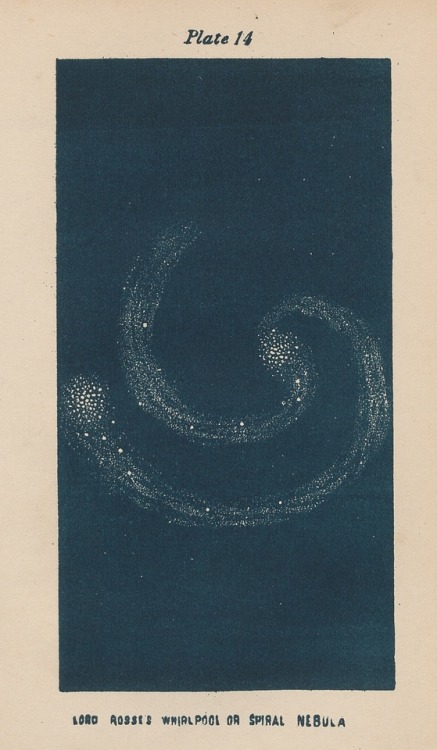 nemfrog:Plate 14. “Lord Rosse’s Whirlpool or Spiral Nebula.” The mechanism of the heavens. 1853.Inte