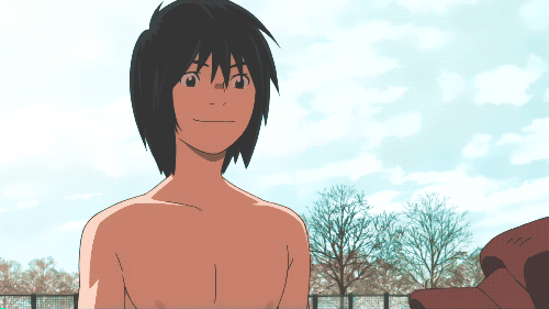 larimii:  Um, aren’t you cold?      ~      Higashi no Eden