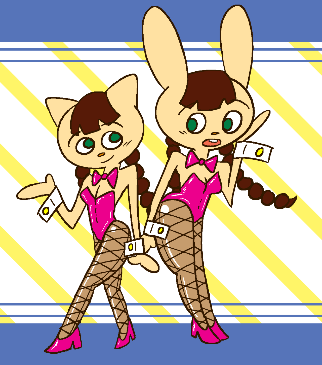 nuclearmime:  darky03 politely requested Nyami and Mimi from Pop’n Music, and since