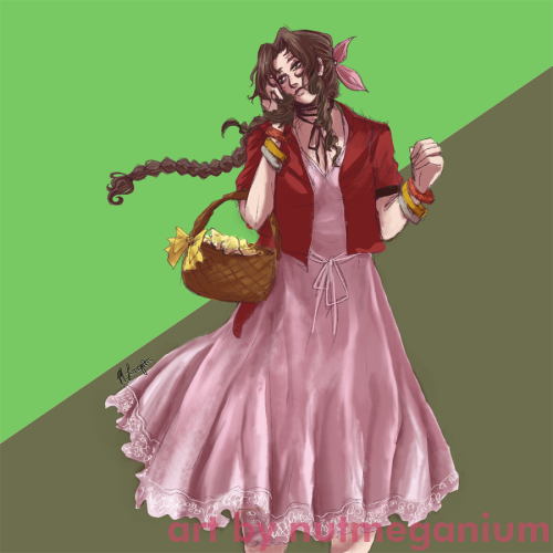 Here’s a colored sketch of Aerith I forgot to cross-post. C: