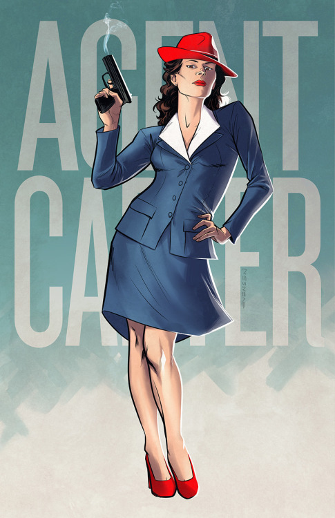 Spent the evening drawing Agent Carter, Hayley Atwell’s lead character from the eponymous show