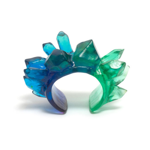 lapidarist: blue green crystal cuff by kate rohde, available at edition X