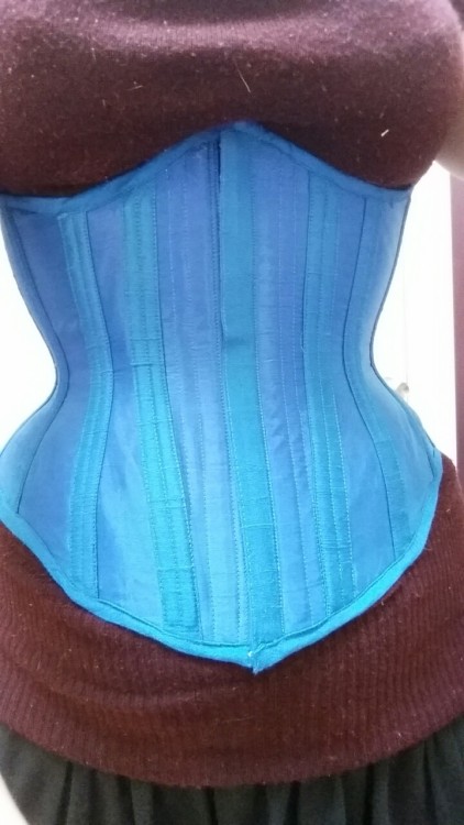 Made myself a organza overlayed corset for work and a personal vaporeon cosplay I&rsquo;m doing 