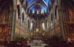 mdcorebear:  Cathedral of Notre Dame, Ottawa.  The interior is all wood that is painted. Beautiful space.