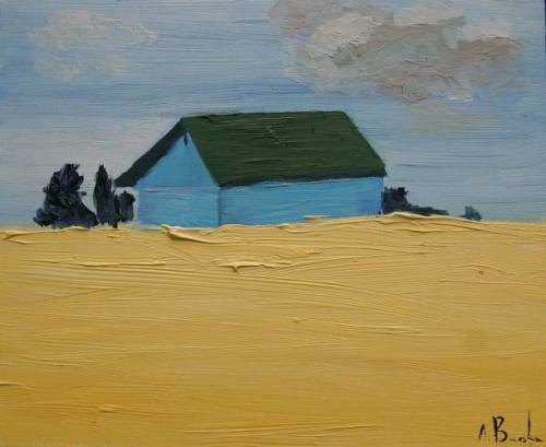 Landscape with blue house, Anna BrzeskaOil on canvas, 2018, Anna BrzeskaTo paint this workI was insp