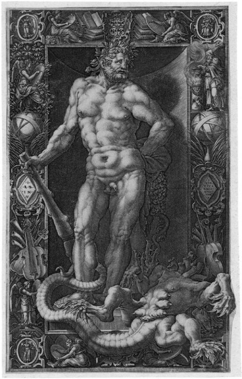 Hercules and the Hydra, engraving by Giorgio Ghisi after Bertani, 1558… The level of detail i