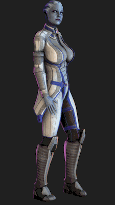 lordaardvarksfm:  Click for 16MB 1080p GIFSo I still have some work to do yet. Need to facepose her still, and there’s a bit of clipping in the pants I need to resolve. Might refactor the legs a bit, too, to make them skinnier to fit her actual legs