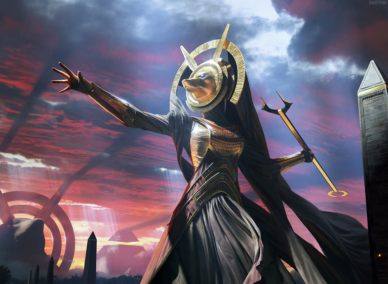 chase-stone: The Gods of Amonkhet:  Oketra, Kefnet, Bontu, Hazoret, and Rhonas.Art