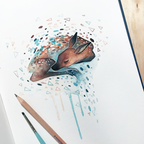 kelogsloops:inktober day 8 - a sleepy little deer