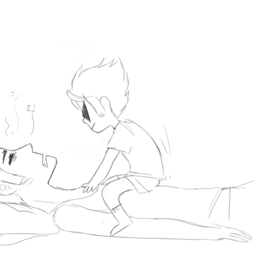 monoscribbles: Some days when alpha Dave is sleeping out cold, Dirk likes to draw on his face with p