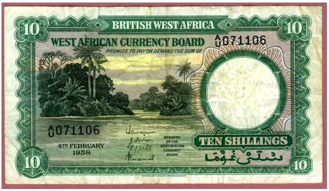 British West Africa, 10/-, 1958