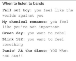 mychemicalromanceaddiction1:  All these bands have helped to save my life I love them all! If you are ever feeling down listen to one of these bands they will make you feel better. Bands saved my life and they will hopefully help others in the future.