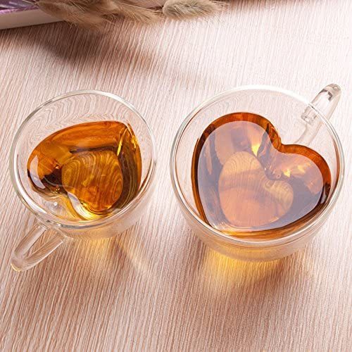 peachblushparlour:Heart Shaped Double Walled Glass Cup