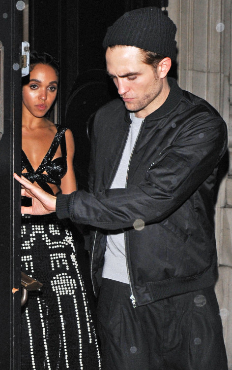 myheartsnsocal:Rob and girlfriend FKATwigs leaving the BritAwards After AFTER party