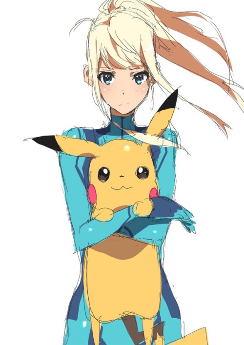 forthepixels:  Samus and Pikachu art by Muxie2D 