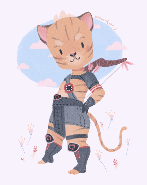 the wonderful @bronzeagelove got me into ESO - here’s her adorable round khajiit, Pokus!commis