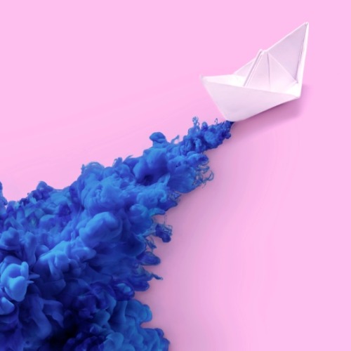 nicoleavecamour: bestof-society6: ART PRINTS BY PAUL FUENTES PINK SEA  PAPER BOAT INK  SOA