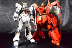 gunjap:  MG 1/100 Nu Gundam Ver.Ka vs Sazabi Ver.Ka: Full Painted Built. Full Photoreview Wallpaper Size Imageshttp://www.gunjap.net/site/?p=153833
