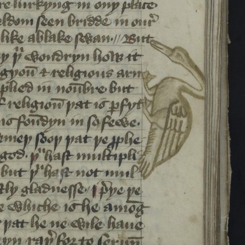 This charming piece of marginalia is from a bound manuscript of four devotional works created in Eng