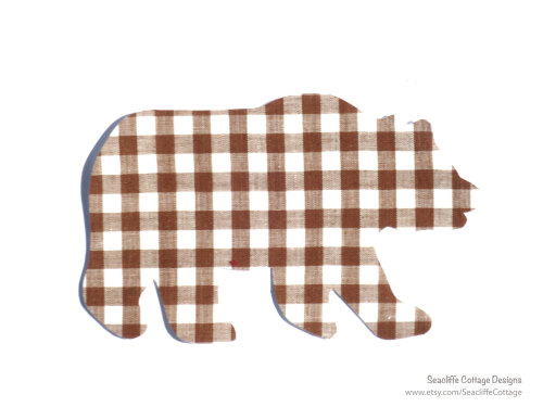 Brown Bear Iron On Applique Gingham Bear Iron Onto Gift Bags Banner Onesie T Shirt Pillow Baby Showe