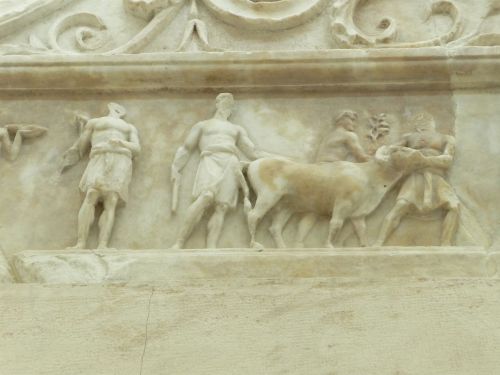Ara Pacis Augustae - Crowning slab of the sacrificial table* External side - pics 1-4* Internal side
