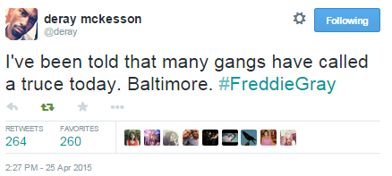 The Bloods and the Crips call a truce to march together in #FreddieGray protest in Baltimore