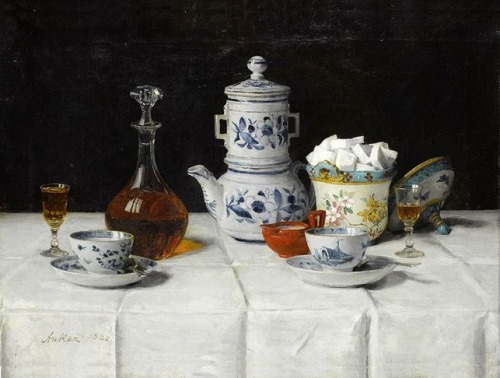 Albert Anker: Still life with coffee, 1882.