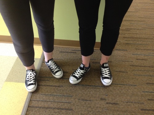 accidentallytwins:  Because spring means cropped pants with Converse…obviously