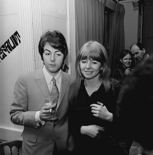 Paul McCartney with his actress girlfriend photographed at the ‘Grapefruit’ party held i