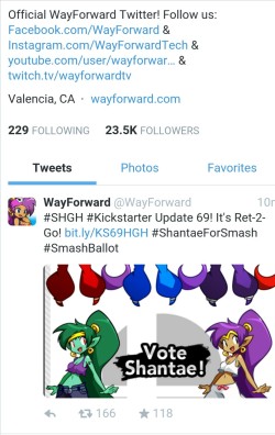 grandtheft-autotune:WayForward just posted this on thier twitter and I am fucking screaming!!!!!!  I was going to vote for Krystal from Star Fox&hellip;&hellip;but I think I&rsquo;m going to vote for her😆😆